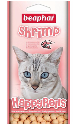 Лакомство Лакомство Beaphar Happy Rolls Shrimp для кошек и котят