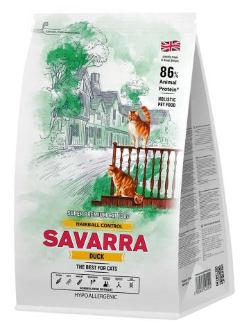 Сухой корм Savarra Hairball Cat (Утка, рис) для кошек и котят