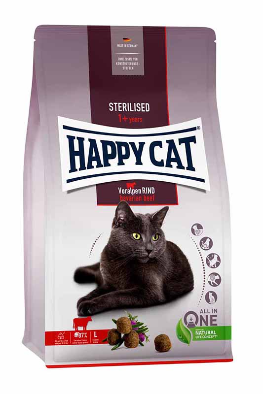 Сухой корм Happy Cat Adult Sterilised (Говядина) для кошек и котят