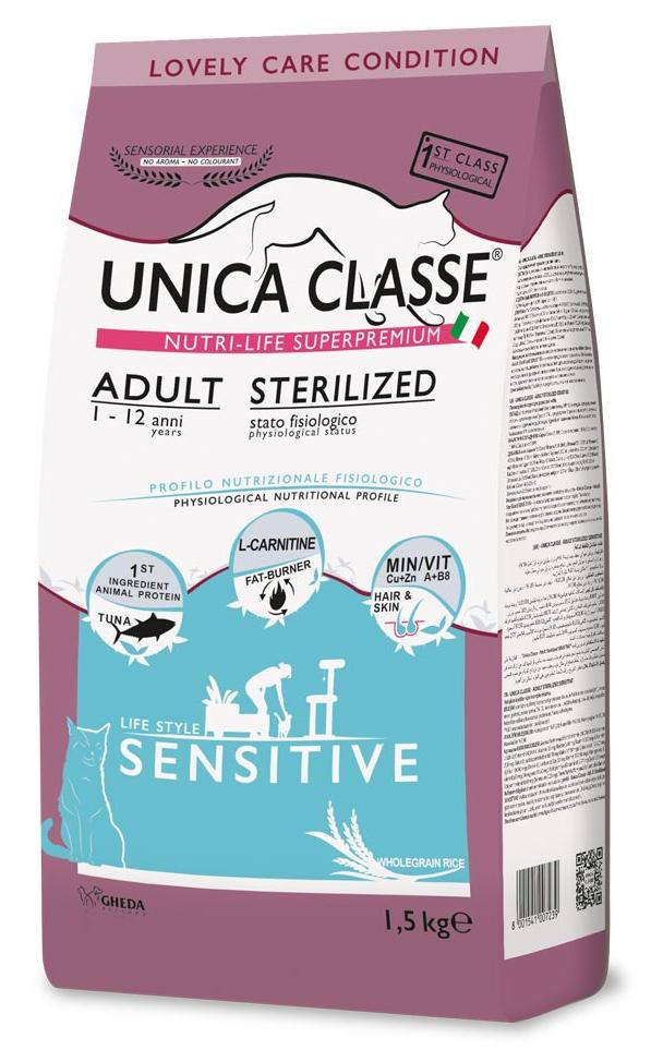 Сухой корм Unica Classe Adult Sterilized Sensitive (Тунец) для кошек и котят