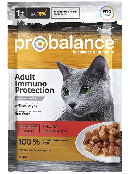Консервы ProBalance Консервированный корм Immuno Protection Cat (Говядина в соусе) для кошек и котят