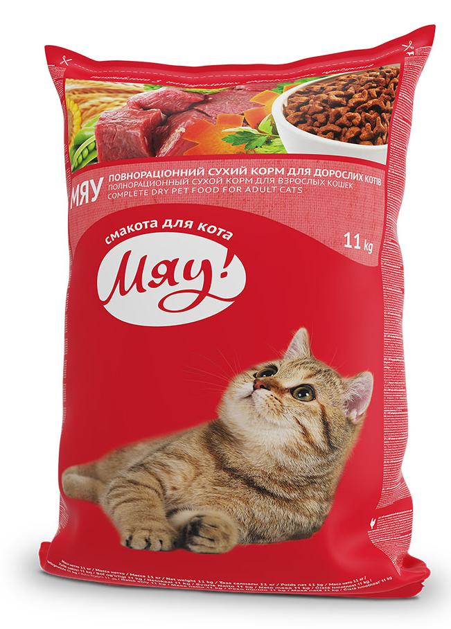 Сухой корм Мяу! для взрослых кошек (Печенка) для кошек и котят