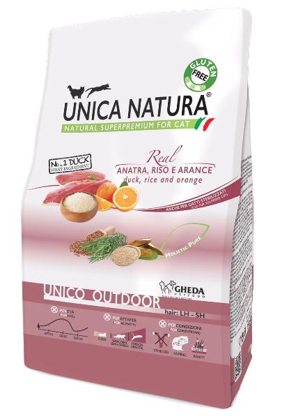 Сухой корм Unica Natura Unico Outdoor (Утка, рис, апельсин) для кошек и котят