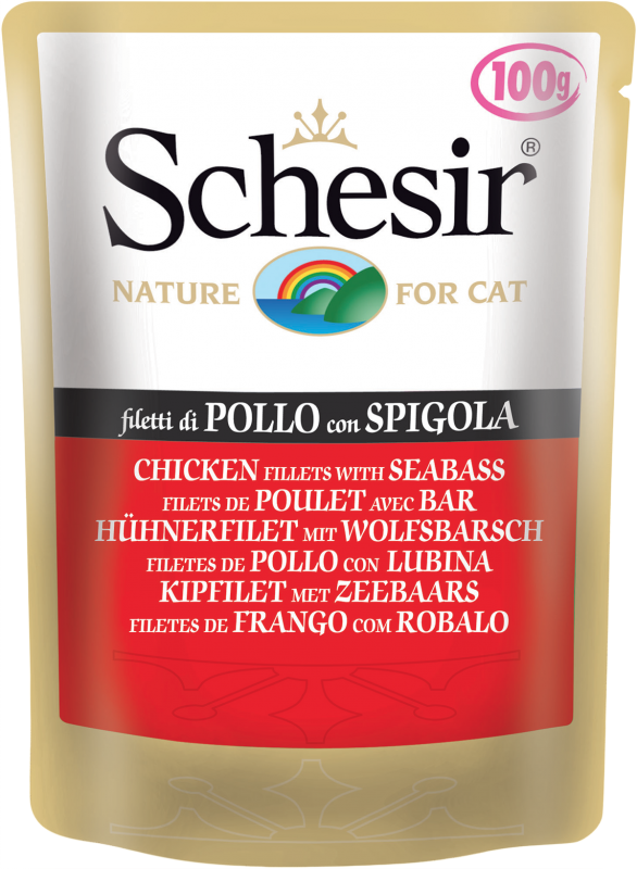 Консервы Schesir Chicken Seabass (Цыпленок, окунь) для кошек и котят