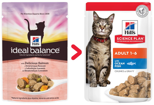 Консервы Hill's Ideal Balance влажный корм с аппетитным лососем для кошек и котят