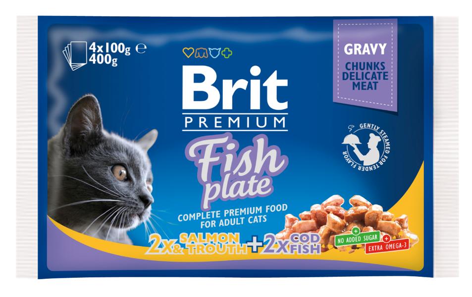 Консервы Brit Premium Cat Fish Plate, 4х100 г для кошек и котят