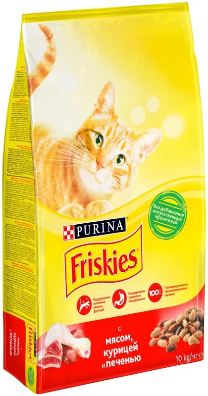 Сухой корм Friskies для кошек (Мясо, курица и печень) для кошек и котят