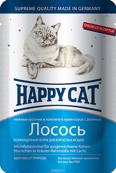 Консервы Happy Cat Пауч Лосось для кошек и котят
