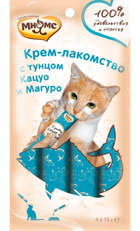 Лакомство Мнямс Крем-лакомство с тунцом Кацуо и Магуро для кошек и котят