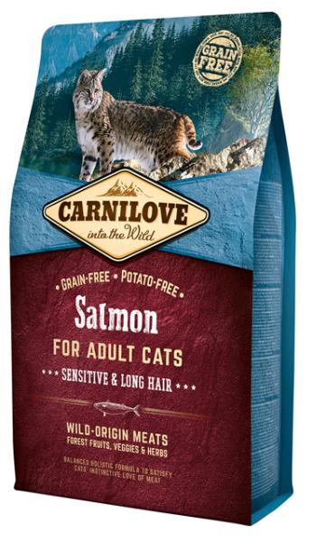 Сухой корм Carnilove for Adult Cats Sensitive & Long Hair (Лосось) для кошек и котят