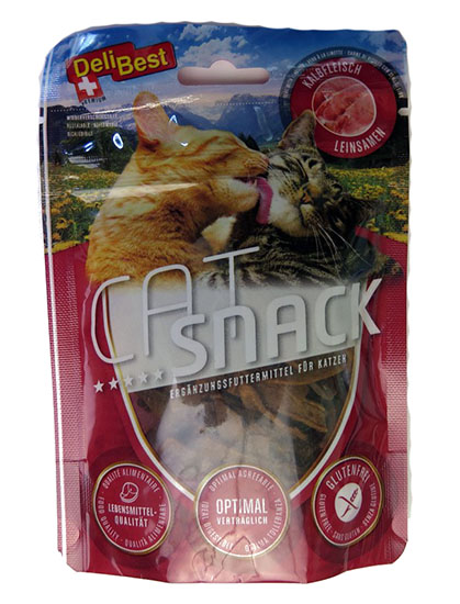 Лакомство DeliBest Cat Snack Телятина и Льняное семя для кошек и котят