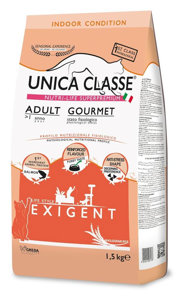 Сухой корм Unica Classe Adult Gourmet Exigent (Лосось) для кошек и котят