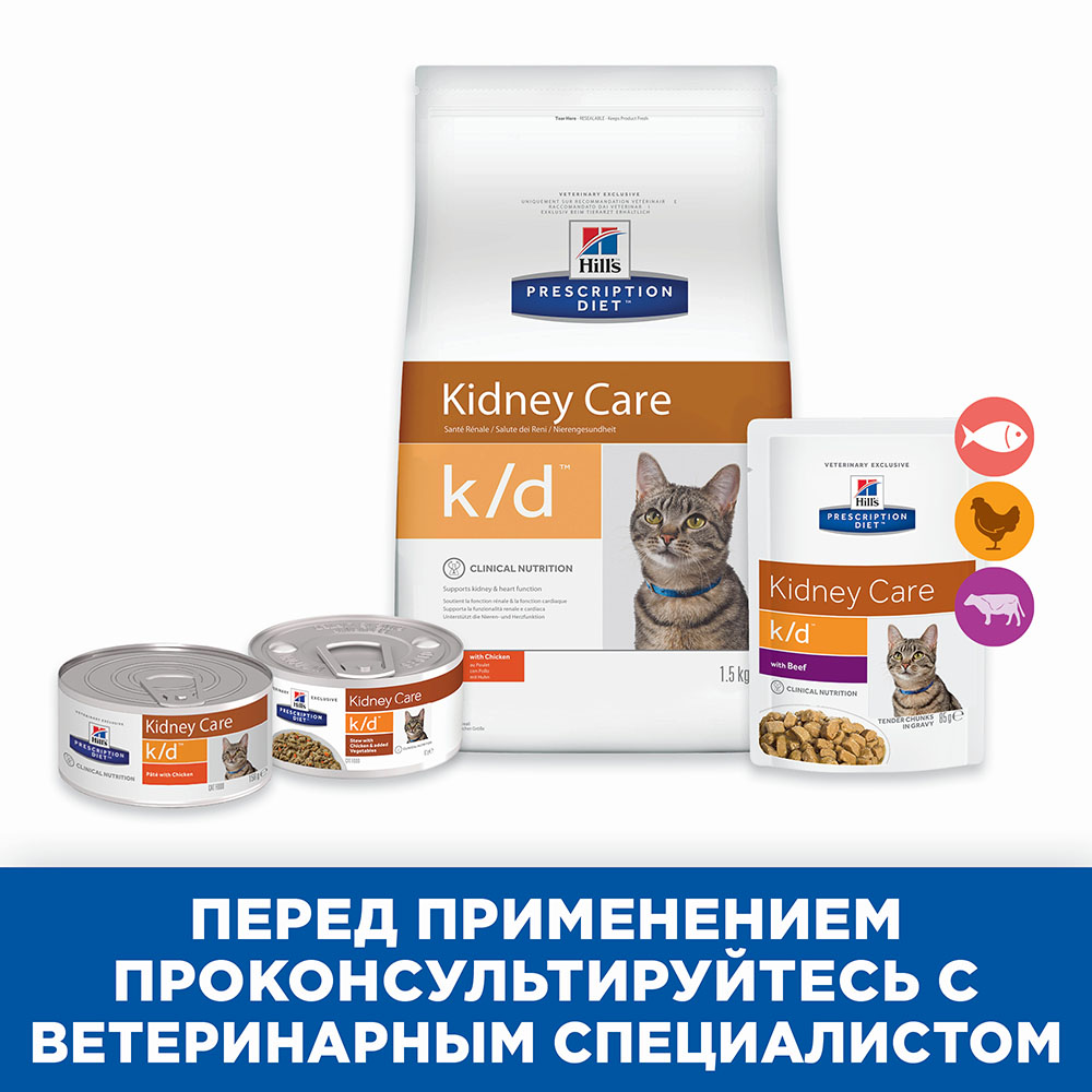 Консервы Hill's k/d Kidney Care для кошек с говядиной для кошек и котят