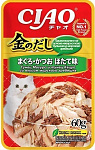 INABA CIAO Kinnodashi Тунец Магуро и Кацуо со вкусом морского гребешка