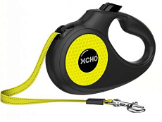 XCHO Поводок-рулетка светоотражающая, лента, черный/зеленый