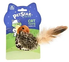 PetStar Игрушка для кошек Птичка плюшевая с перьями
