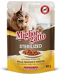 Miglior Gatto Sterilized Кусочки в соусе (Курица, индейка, овощи)