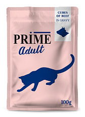 Prime Adult Пауч (Кусочки в соусе с говядиной) для кошек