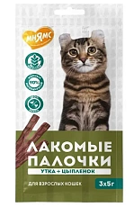 Мнямс Лакомые палочки для кошек (Цыпленок, утка)
