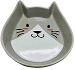 №1 Миска керамическая Мордочка кошки, серая