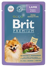 Brit Premium Пауч для собак мини-пород с чyвствительным пищеварением (Ягненок с морковью в соусе)