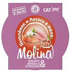 Molina Консервы для кошек (Цыпленок и лосось в желе)