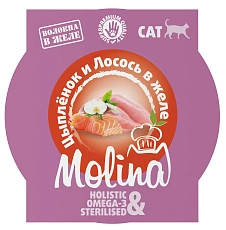 Molina Консервы для кошек (Цыпленок и лосось в желе)