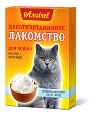 Amstrel Лакомство для кошек "Деревенский творог со сметаной", 45 г