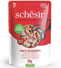 Schesir C&B Adult Cat (Тунец, креветки в желе)