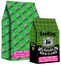 ZooRing Adult Active Dog Max (Молодой бычок, рис)
