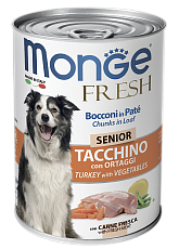 Monge Консервы Fresh Senior Dog (Индейка, овощи)