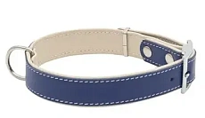 Каскад Ошейник кожаный Best двойной с подворотом, синий