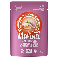 Molina Пауч для кошек (Цыплёнок и лосось в желе)