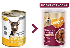 Мнямс консервы для собак Кусочки в соусе с говядиной и печенью "Здоровые суставы"