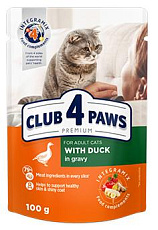 Club 4 Paws Premium для кошек с уткой в соусе