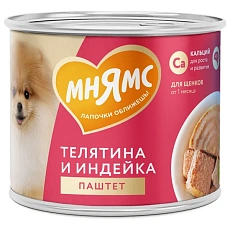 Мнямс Паштет из телятины и индейки для щенков Правильное развитие