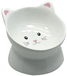 №1 Миска керамическая Мордочка кошки на широкой ножке