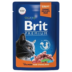 Brit Premium Пауч для стерилизованных кошек (Лосось в соусе)