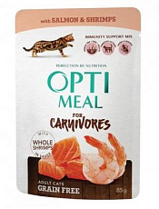 Optimeal для кошек с лососем и креветками в соусе