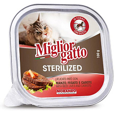 Miglior Gatto Sterilized Паштет с говядиной, печенью, морковью