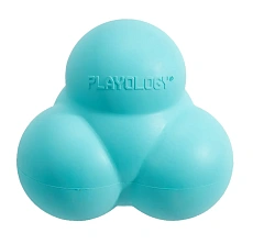 Playology Жевательный тройной мяч SQUEAKY BOUNCE BALL с ароматом арахиса, голубой