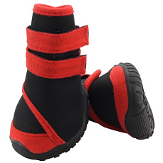 YXS134 Ботинки для собак черные с красным