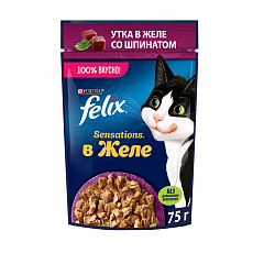 Felix Sensations для кошек (Утка со шпинатом в желе)