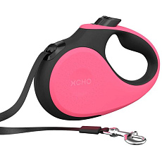 XCHO Поводок-рулетка для собак, лента, розовый/черный