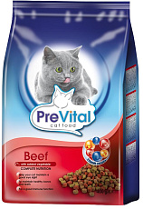 Корм PreVital Dry Cat beef+vegetable