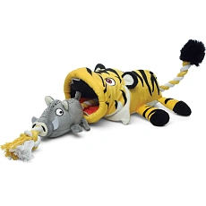 GIGwi CATCH & FETCH Игрушка для собак Тигр с кабаном на веревке