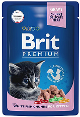 Brit Premium Cat Pouches Chunks for Kitten (Белая рыба)
