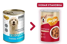 Мнямс консервы для щенков Кусочки в соусе с телятиной "Правильное развитие"