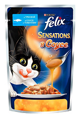 Felix Sensations для кошек (Треска с томатами в соусе)