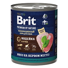 Brit Premium by Nature консервы для взрослых собак всех пород (Индейка с уткой) 